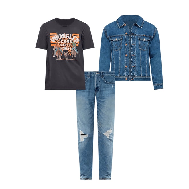 Wrangler x Whataburger Laser Denim Jacket in Rodeo Dust Fade