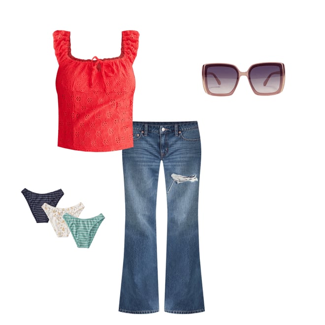 Eyelet Square-Neck Crop Top