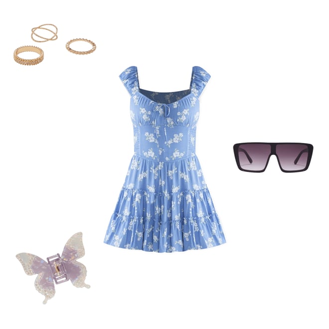 Floral Scoop-Neck Smocked Fit & Flare Dress