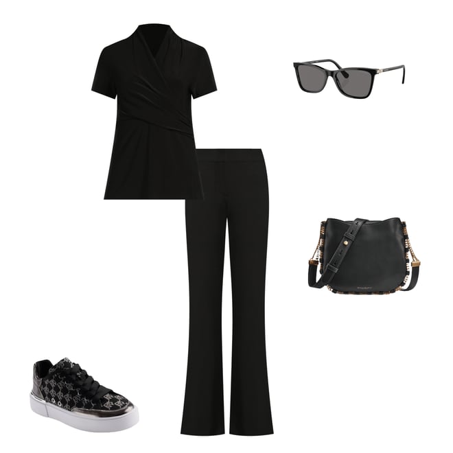 DKNY by Donna Karan High Rise Wide Leg Front Pocket Pants