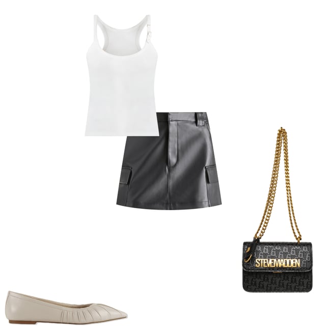 Black Faux Leather Utility Mini Skirt | Women's Designer