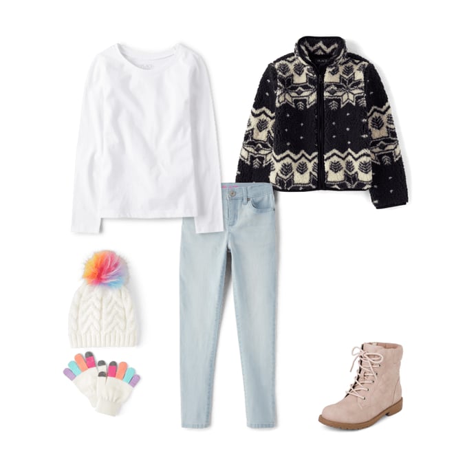 7th bundle featuring 4 items which compliment Girls Print Sherpa Zip Up Jacket