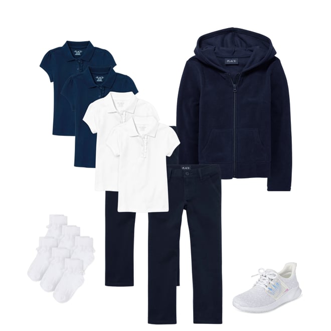 3rd bundle featuring 4 items which compliment Girls Uniform Ruffle Soft Stretch Pique Polo 4-Pack