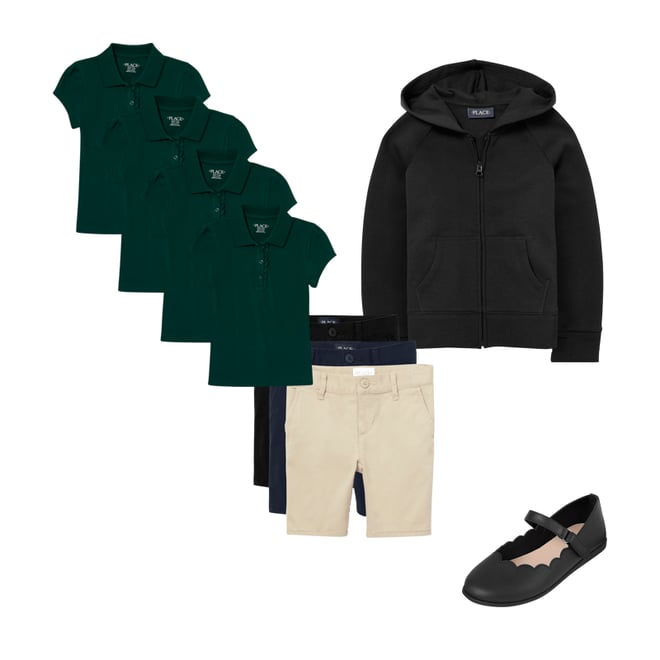 1st bundle featuring 3 items which compliment Girls Uniform Ruffle Pique Polo 4-Pack