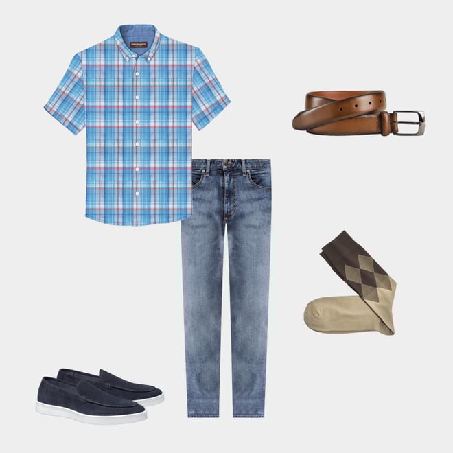 1st bundle featuring 4 items which compliment Double-Layer Short-Sleeve Shirt