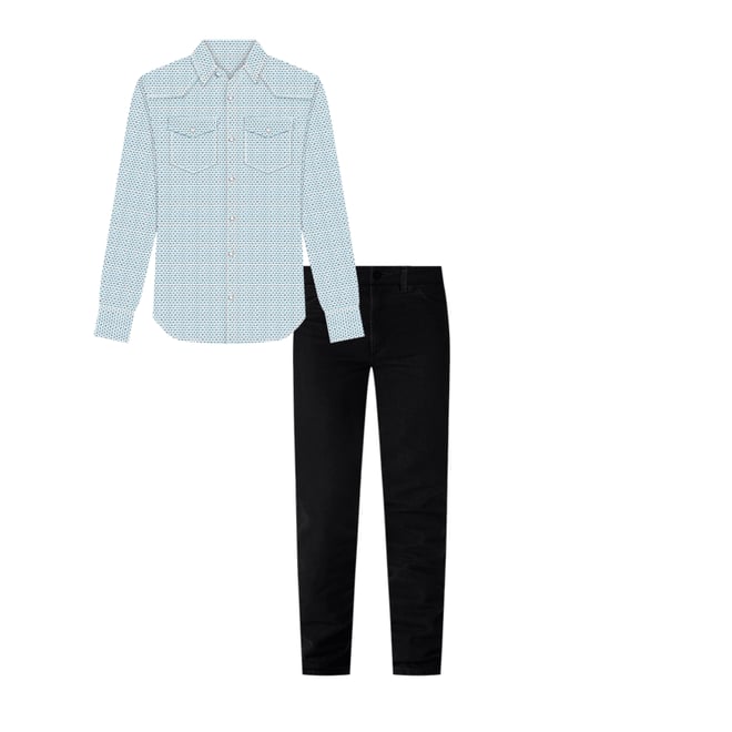 Men's 20X® Competition Advanced Comfort Long Sleeve Two Pocket Western Snap Shirt in Blue Fence