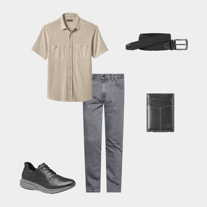 1st bundle featuring 4 items which compliment Double Pocket Knit Shirt