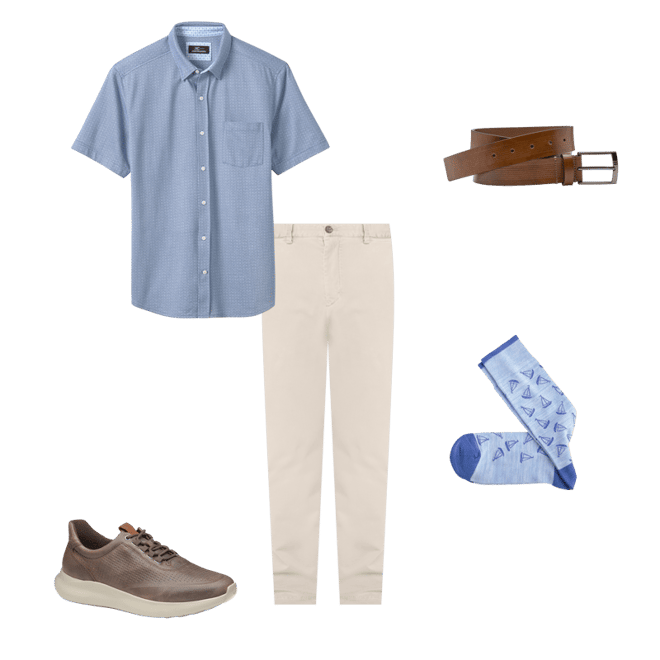 Men's XC Flex® Short-Sleeve Birdseye Shirt in Navy Geo | Johnston