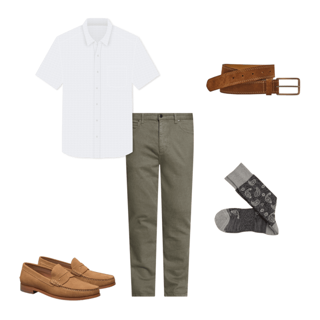 ジョンホワイト　キューピー Men's XC Flex® Short-Sleeve Birdseye Shirt in White