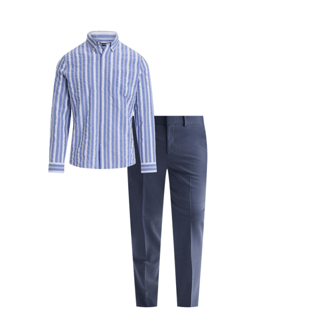 Slim Dusty Blue Wool-blend Modern Tech Suit