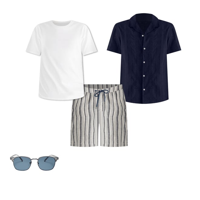 Striped Linen Shorts 7"