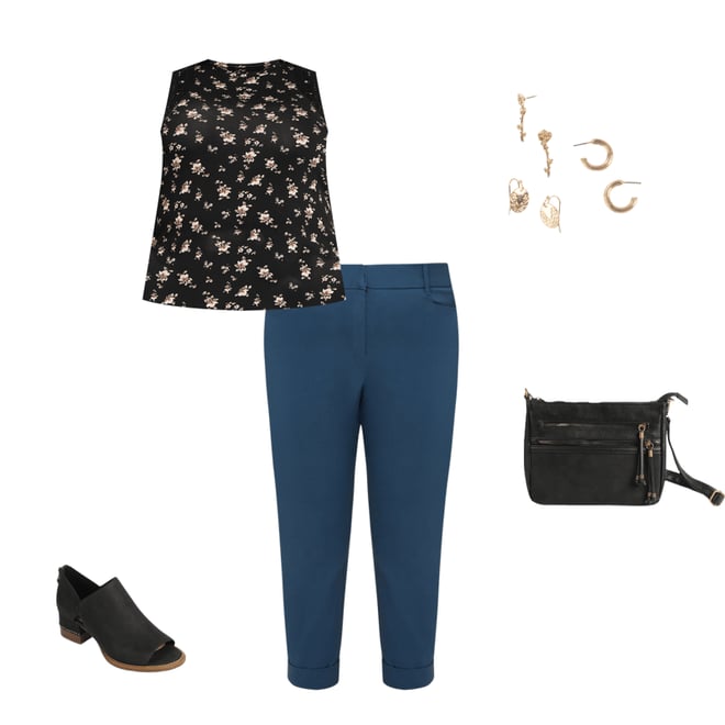 Plus Size Bengaline Mid Rise Cuffed Straight Cropped Dress Pant