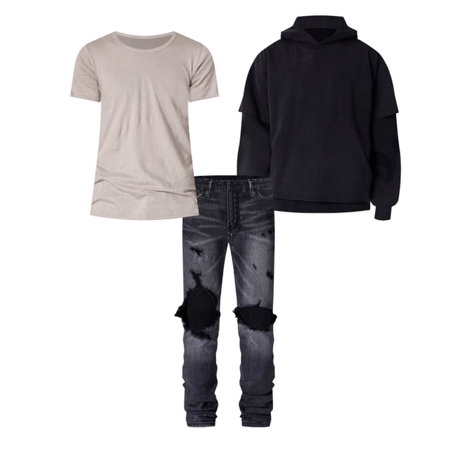 3rd bundle featuring 2 items which compliment X738 Chewed Up Denim - Washed Black