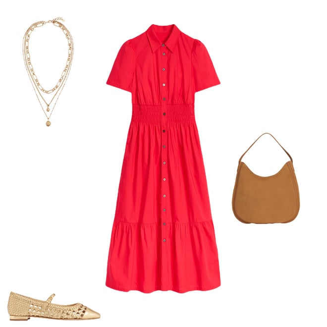1st bundle featuring 3 items which compliment Jane Smocked Shirt Dress-Strawberry Tart Red