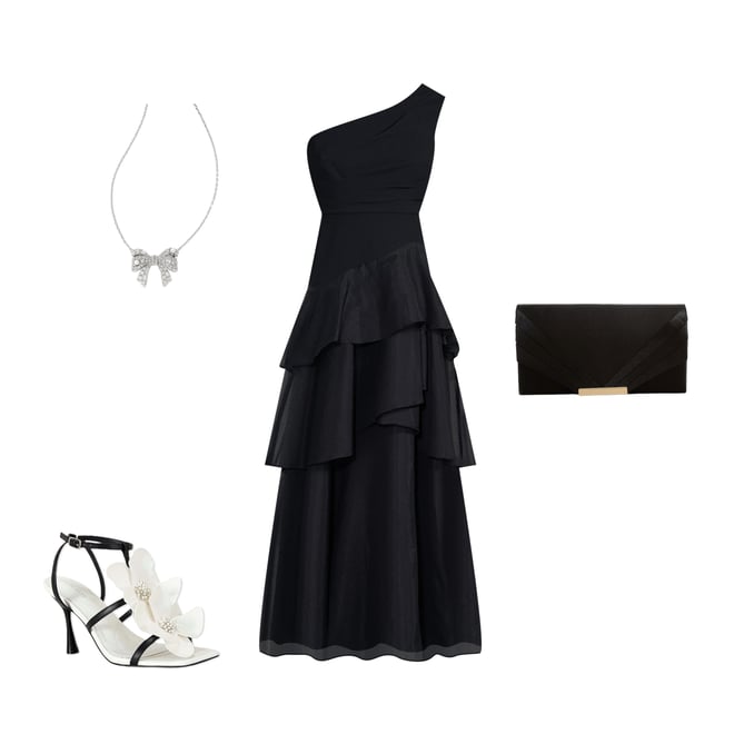 AIDAN MATTOX 黒ワンショルマーメイドロングドレス Aidan Mattox One-Shoulder Gown | Bloomingdale's