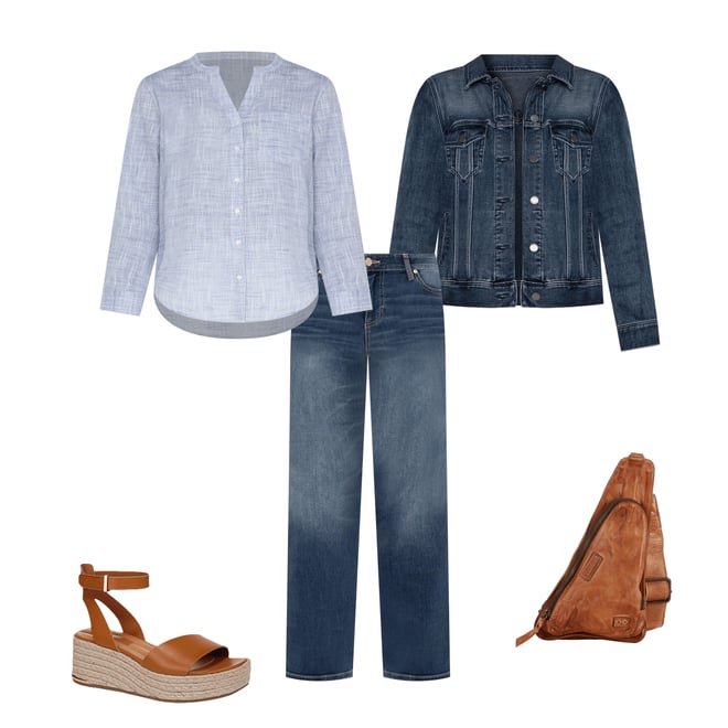 ジャケット・アウター stretch denim long sleeve jacket Long Sleeve Button Front Cinched Waist Jacket In Blue Denim