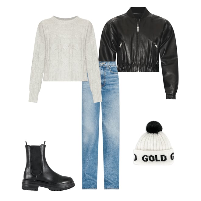 3rd bundle featuring 4 items which compliment Cropped Leather Bomber Jacket
