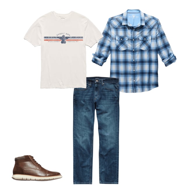 1st bundle featuring 3 items which compliment  Breckenridge Upf Performance Western Shirt - Blue/Black/White