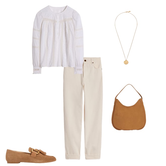 1st bundle featuring 4 items which compliment Mid Rise Relaxed Jeans-Ecru