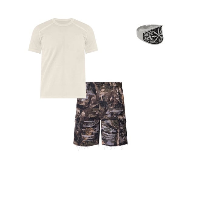 Distressed Cargo Shorts - Forest Camo | mnml | shop now
