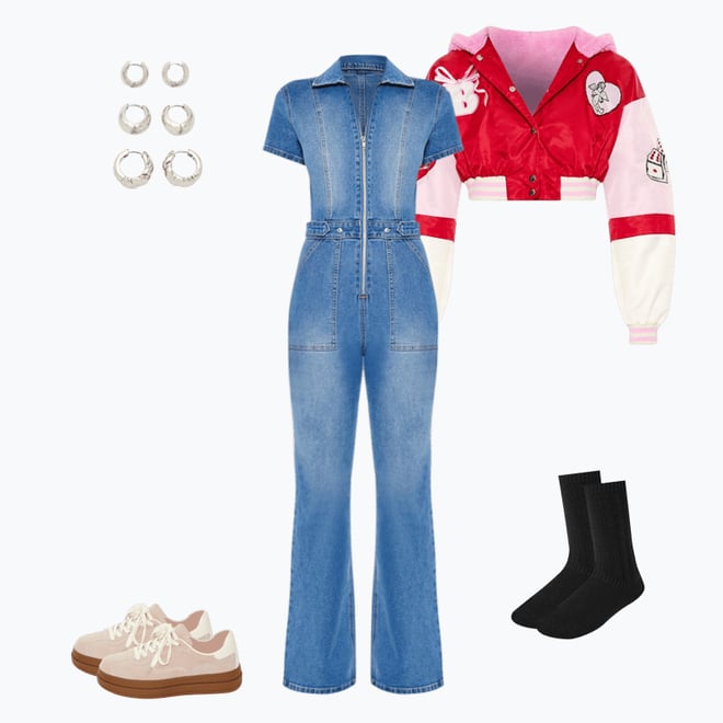 Hooded Bunny Patch Varsity Jacket