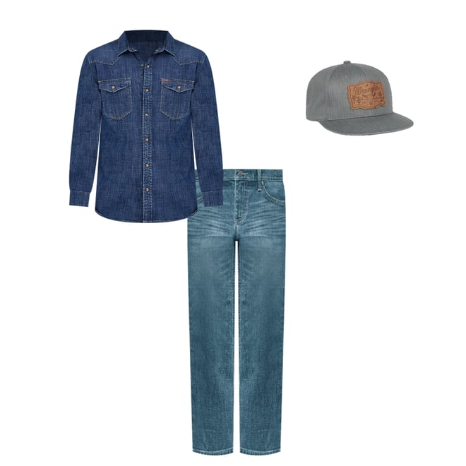 Men's Denim Western Snap Shirt in Dark Wash