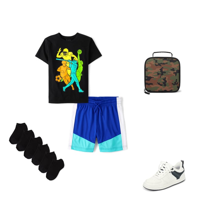 1st bundle featuring 4 items which compliment Boys Sports Graphic Tee