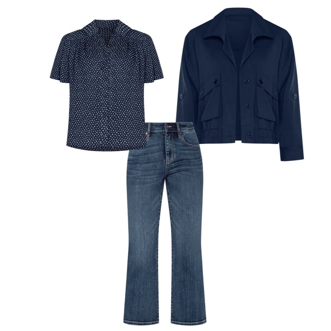 3rd bundle featuring 2 items which compliment 1/2 Sleeve Shirred Woven Blouse