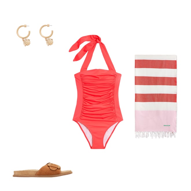 3rd bundle featuring 3 items which compliment Kythira Ruched Swimsuit-Red