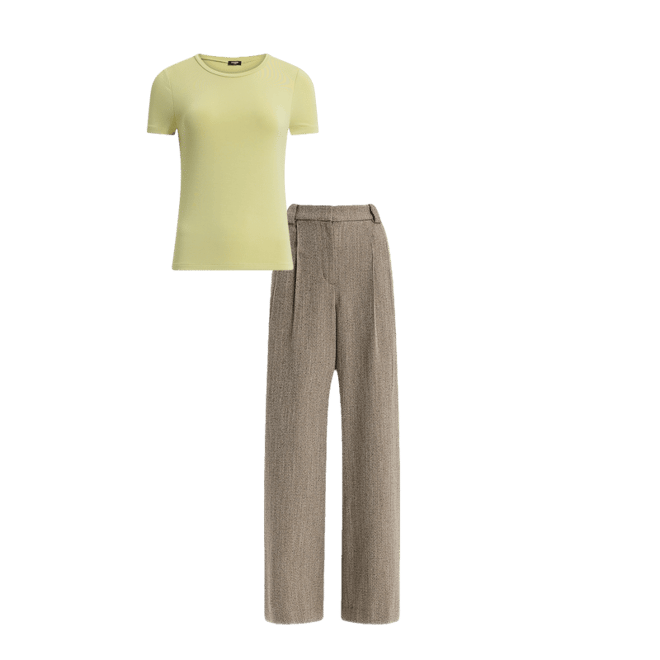 Textured Herringbone High Waisted Relaxed Trouser | Express