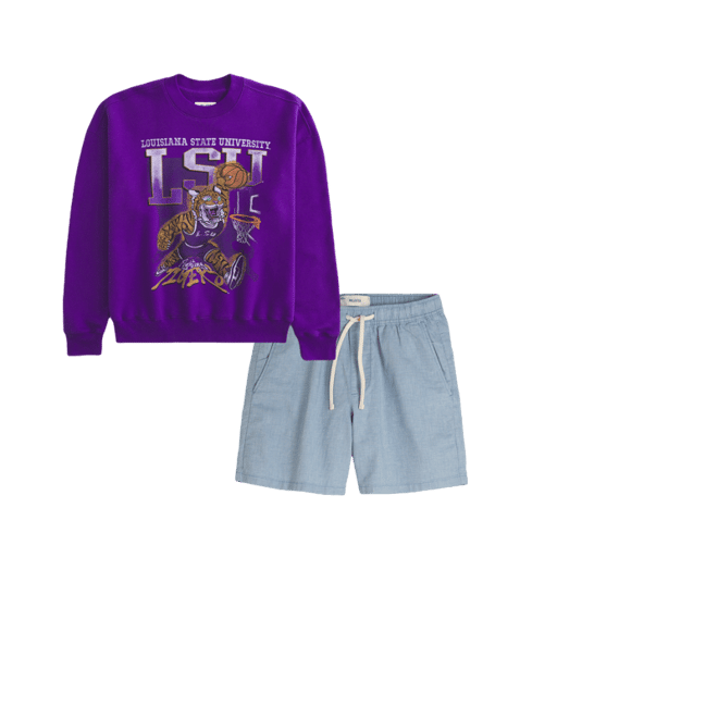 Boxy LSU Tigers Graphic Crew Sweatshirt