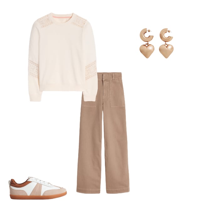 6th bundle featuring 3 items which compliment Wide Leg Cargo Trousers-Cappuccino