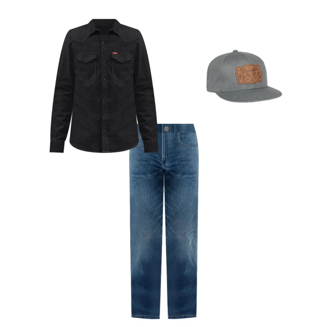 Men's Slim Denim Snap Front Shirt in Black