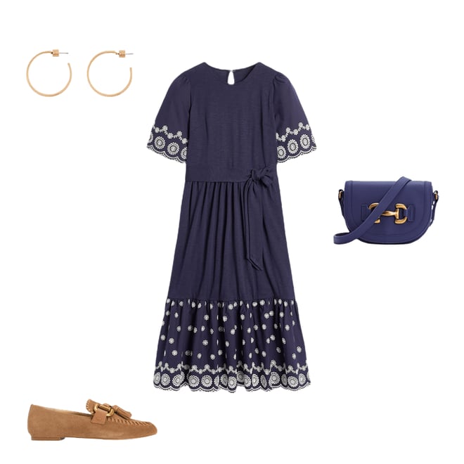 6th bundle featuring 3 items which compliment Isabel Broderie Mix maxi Dress-Navy
