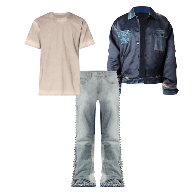 B572 Studded Flare Denim - Blue | mnml | shop now B572 Studded Flare Denim - Blue | mnml | shop now