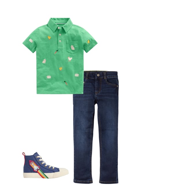 3rd bundle featuring 2 items which compliment Embroidered Slub Polo Shirt-Easter Multi Embroidery
