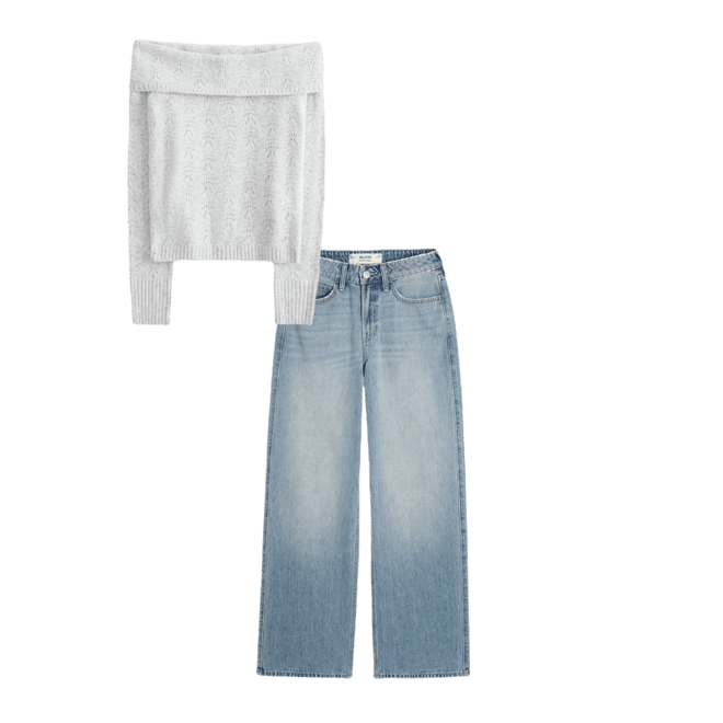 Hollister Comfy Cloud Stitchy Off-the-Shoulder Sweater