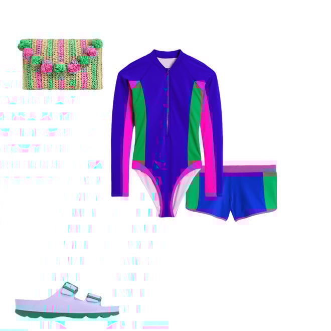 1st bundle featuring 3 items which compliment Sporty Raglan Sleeve Swimsuit