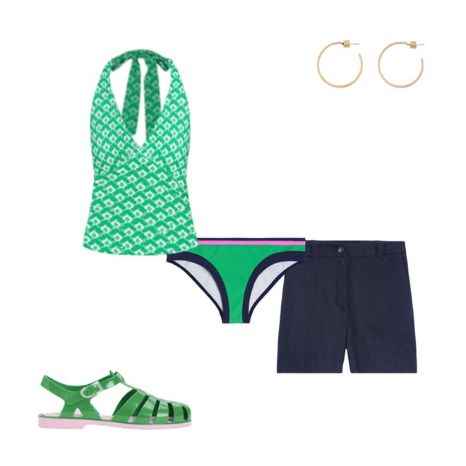 2nd bundle featuring 4 items which compliment Levanzo Halter Tankini Top-Green Cloud Terrace