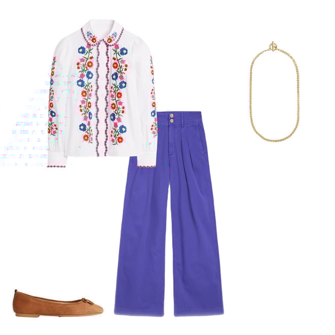 Brompton Wide Leg Trousers-Bright Blue | Boden USA Brompton Wide Leg Trousers-Bright Blue | Boden USA