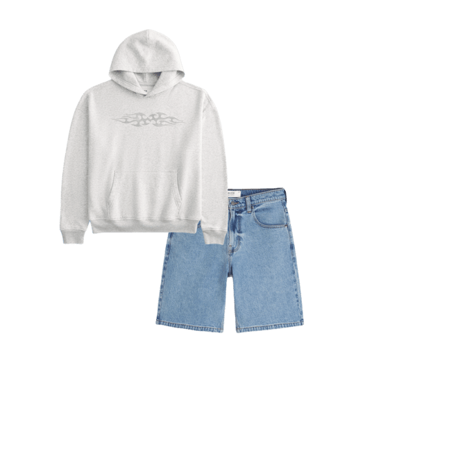 Medium Wash Baggy Jean Shorts