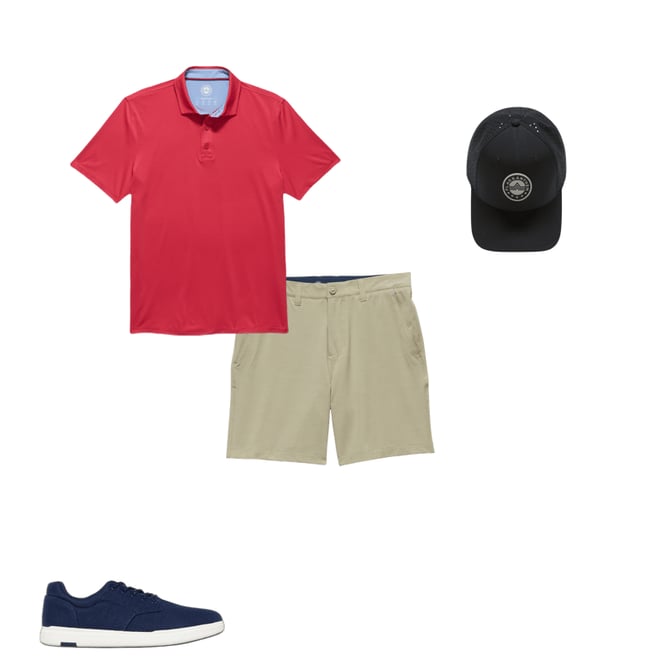 1st bundle featuring 3 items which compliment  Pinehurst Performance Polo Shirt - Red