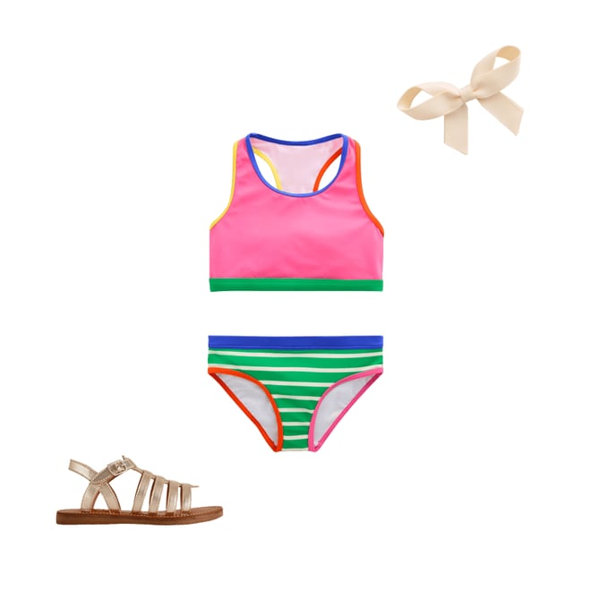 3rd bundle featuring 2 items which compliment Racerback Bikini-Flamingo Pink/Pea Green Stripe