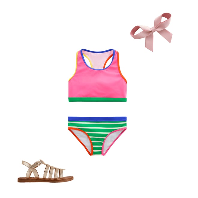 2nd bundle featuring 2 items which compliment Racerback Bikini-Flamingo Pink/Pea Green Stripe
