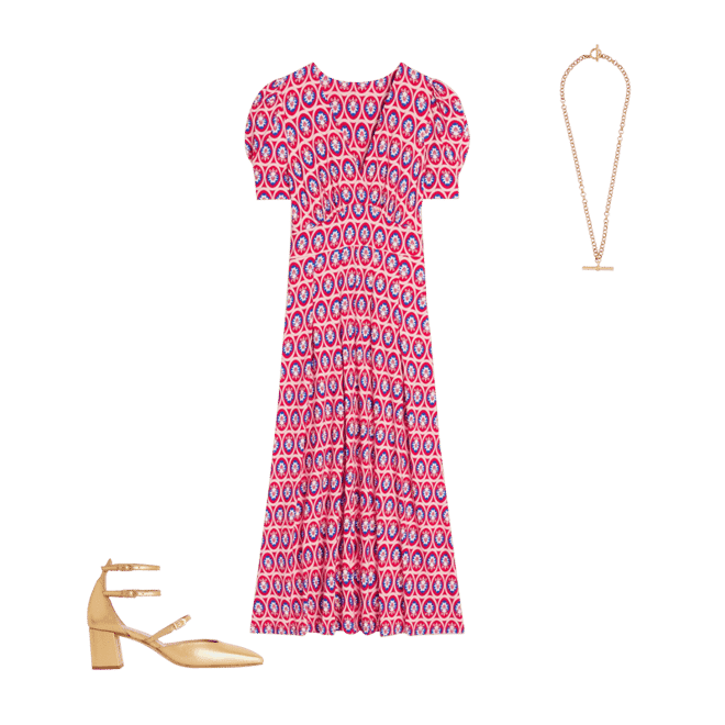 Kristen Pleated Jersey Dress-High Risk Red, Ornate Blossom | Boden Global