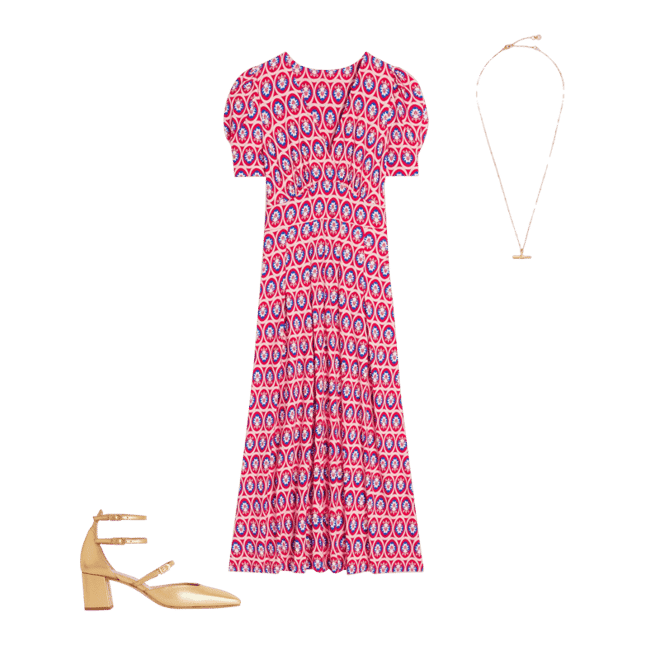 Kristen Pleated Jersey Dress-High Risk Red, Ornate Blossom | Boden Global