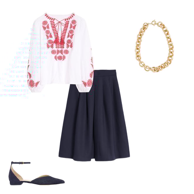 1st bundle featuring 3 items which compliment Pleat Detail Midi Skirt-Navy