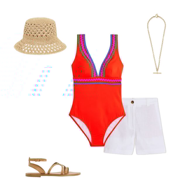 1st bundle featuring 4 items which compliment Porto V-Neck Swimsuit-Fire Red Rik Rak