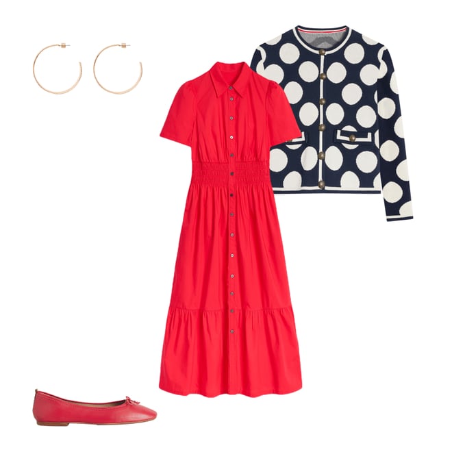 6th bundle featuring 3 items which compliment Jane Smocked Shirt Dress-Strawberry Tart Red