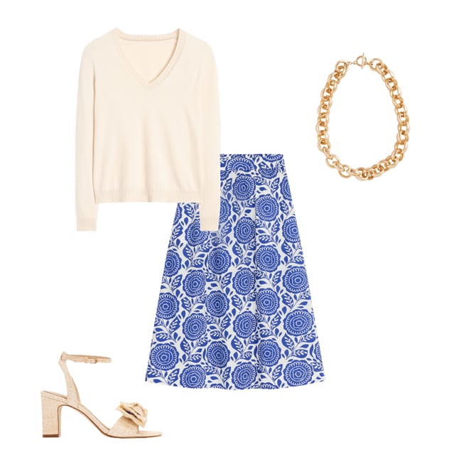 5th bundle featuring 3 items which compliment Hattie Poplin Midi Skirt-Bright Blue, Dahlia Stamp